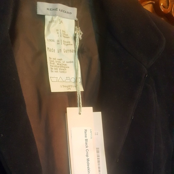 Rene Lezard | Black Wool Crop Jacket | Sz 4 - Picture 6 of 8